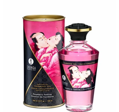 Rozgrzewający olejek do masażu - Shunga Aphrodisiac Warming Oil Raspberry Feeling 100 ml